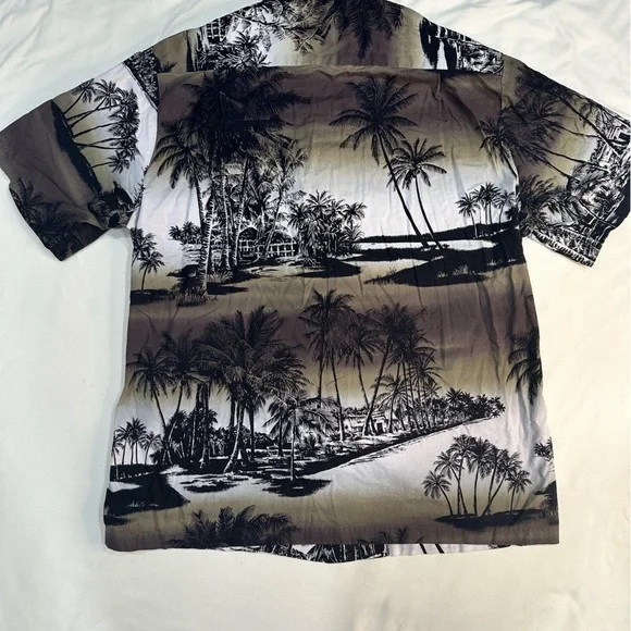 Vintage RJC Hawaiian Shirt Mens L Tropical Beach Scene Short Sleeve Sail Floral - Picture 9 of 12